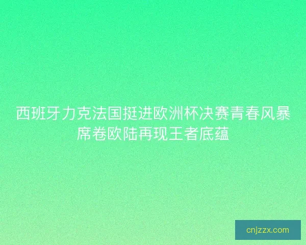 西班牙力克法国挺进欧洲杯决赛青春风暴席卷欧陆再现王者底蕴