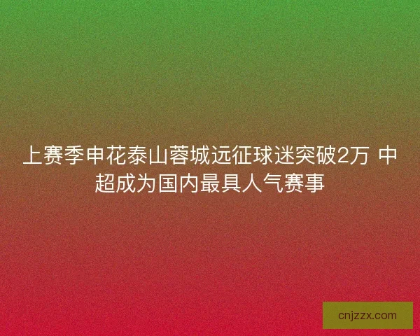 上赛季申花泰山蓉城远征球迷突破2万 中超成为国内最具人气赛事